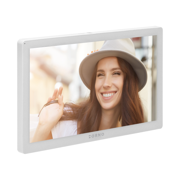 GUARDO single family video doorphone set, 4-wires, touchscreen LCD 10" monitor, fingerprint reader, proximity reader and code lock, App-controlled, flush mounted, white